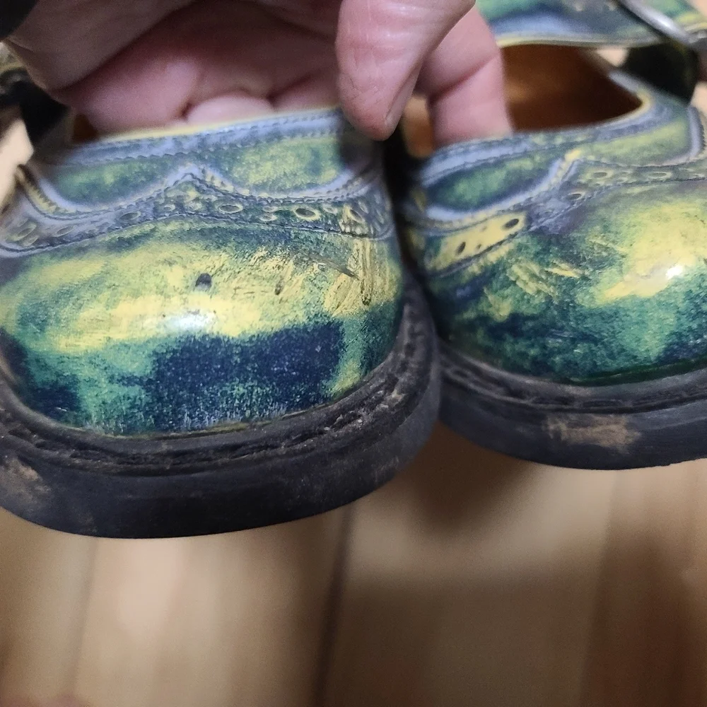 John fluevog size 7 Angela Mary janes green acid wash - Picture 7 of 9